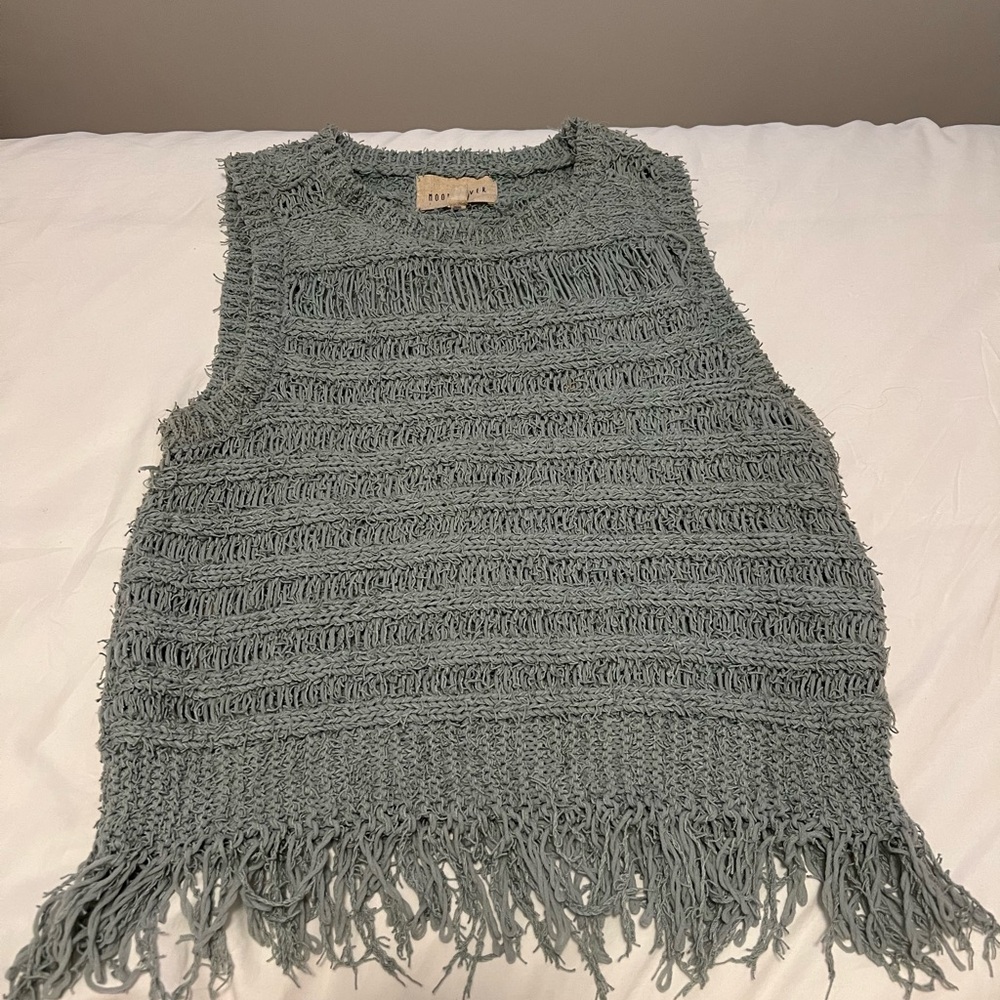Moon River Gray Fringe Tank Top